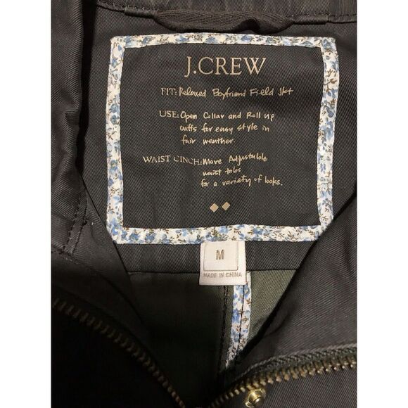 J Crew Boyfriend Field Jacket Women's Medium Military‎ Olive Green Gold Button - Picture 4 of 15